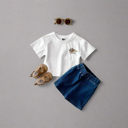 Boys Dinosaur T-Shirt and Denim Shorts