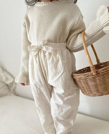 Eyelet Lace Girls Cotton Pants