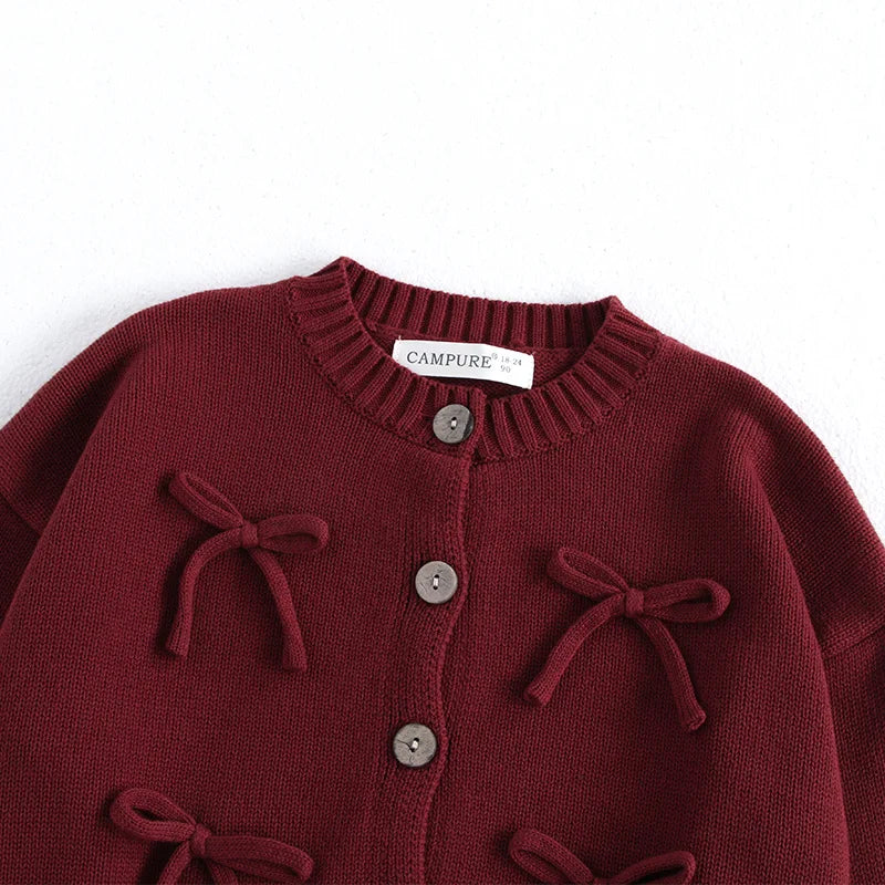 girls bow knit cardigan