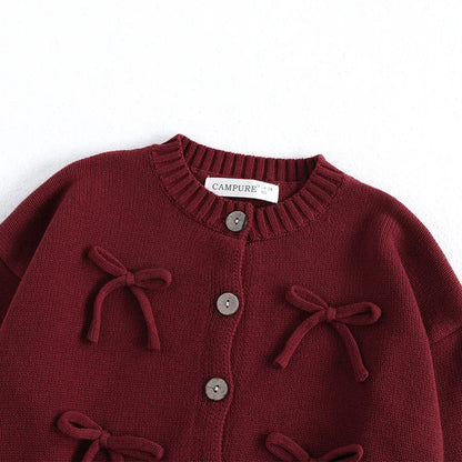 girls bow knit cardigan