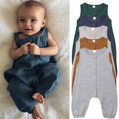 Baby Cotton/Linen Jumpsuit - Peachy Bloomers