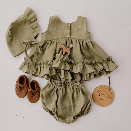 Organic Cotton Linen Ruffle Dress & Shorts