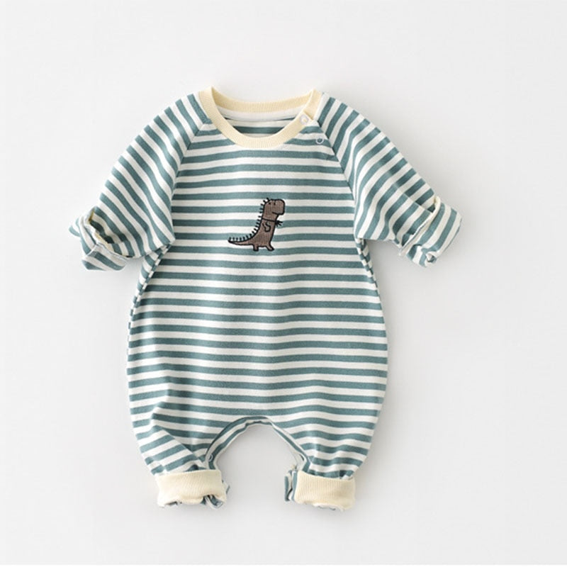 Dino Stripe Jumpsuit - Peachy Bloomers