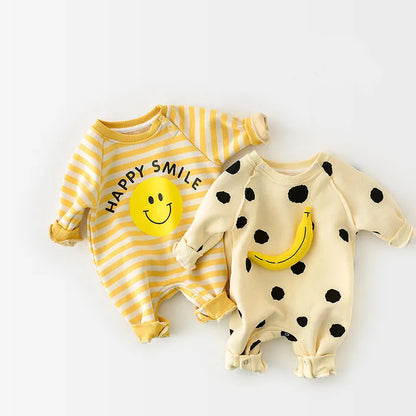 Banana Dot Baby Jumpsuit - Peachy Bloomers