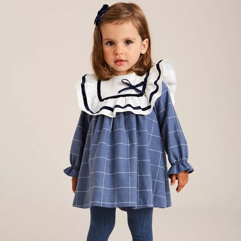 Ruffle Blue Plaid Dress