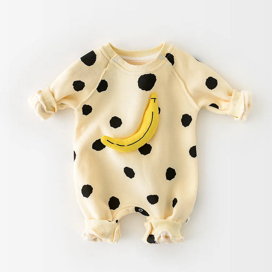 Banana Dot Baby Jumpsuit - Peachy Bloomers