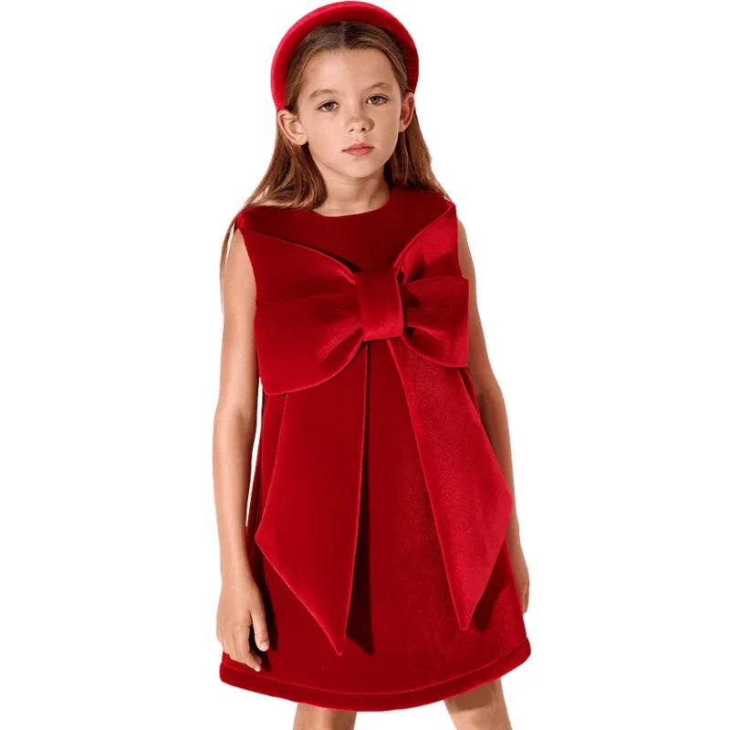 Big Bow Red Dress - Peachy Bloomers