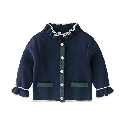 Classic Girls Navy Cardigan and Pleated Skirt Set