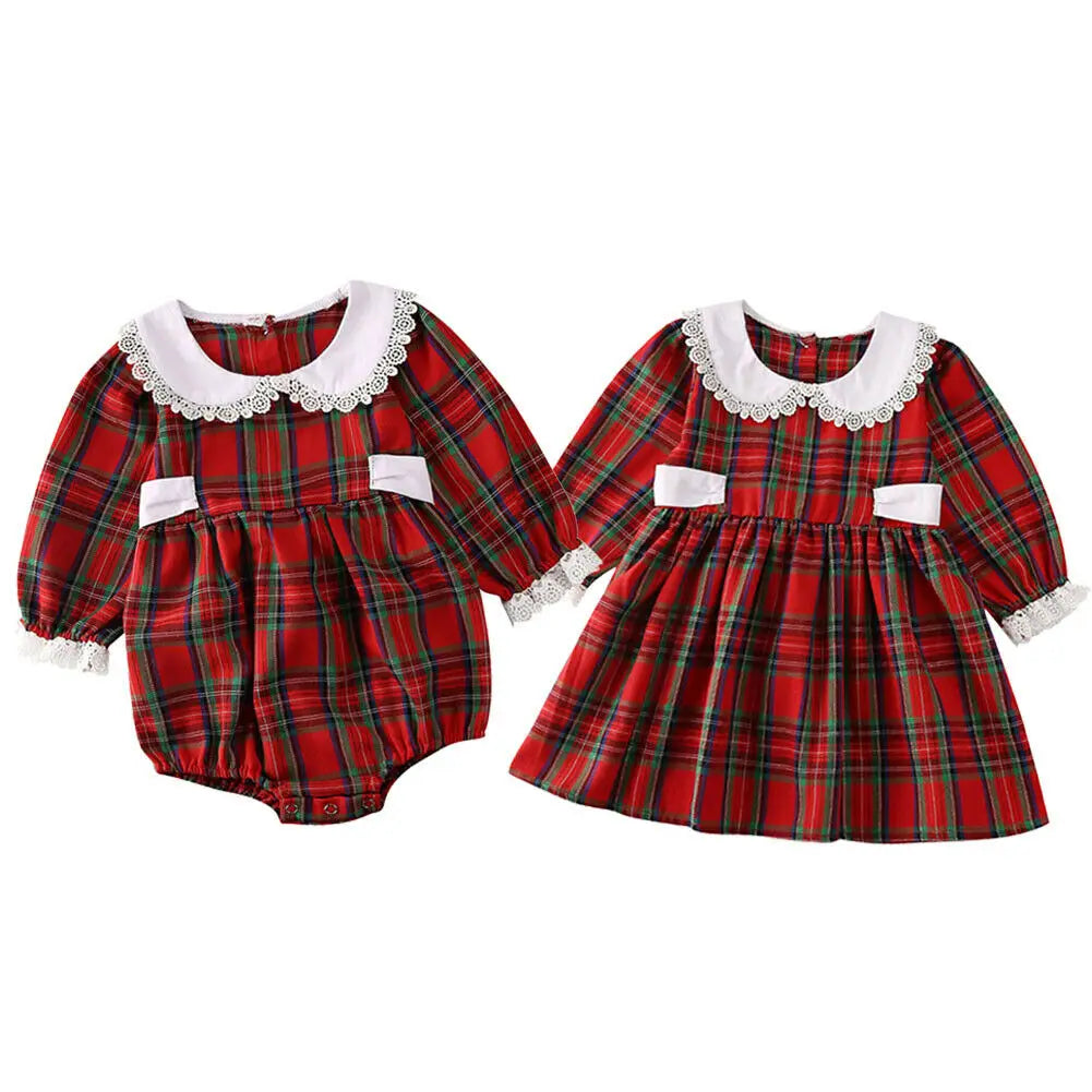 Sisters Matching Christmas Set - Dress & Romper