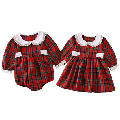 Sisters Matching Christmas Set - Dress & Romper