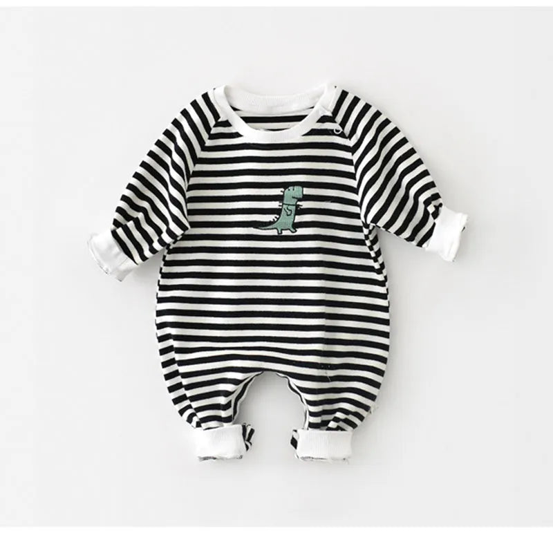 Dino Stripe Jumpsuit - Peachy Bloomers