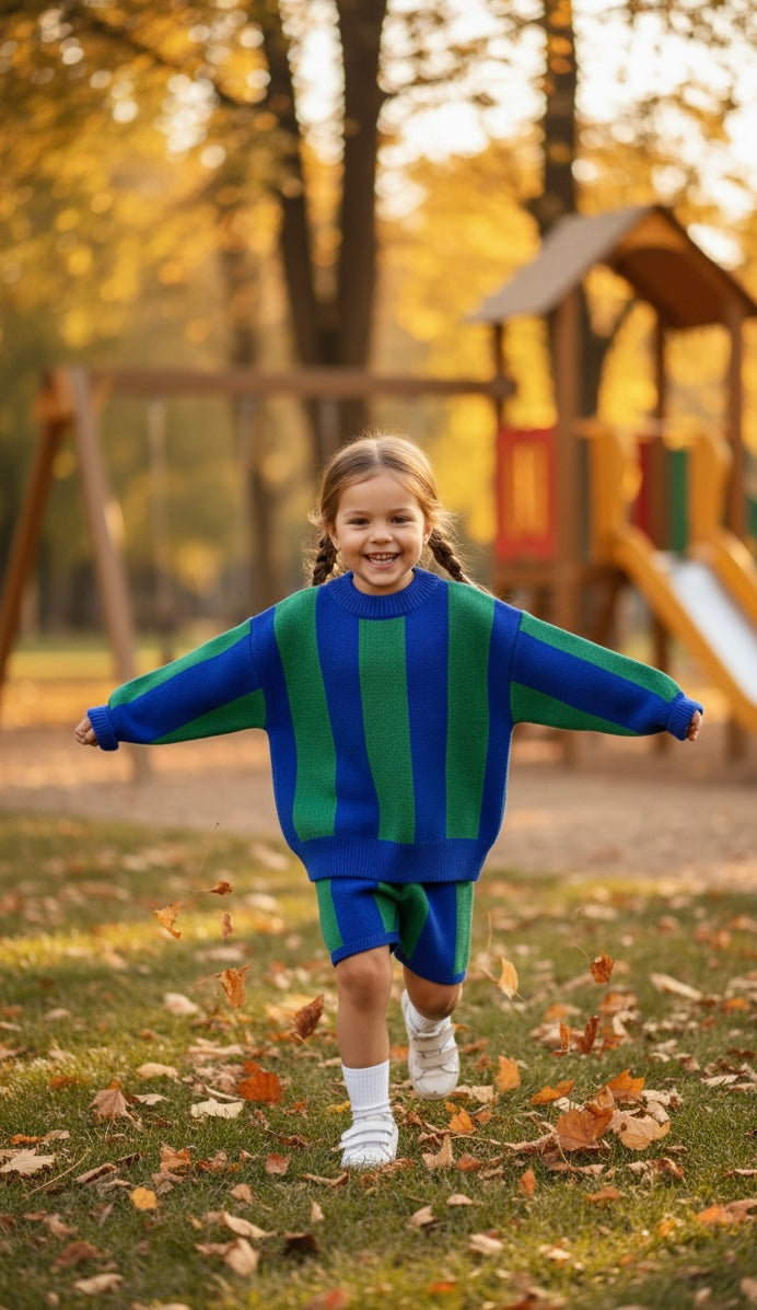 Bold Stripe Knit Outfit – Unisex Toddler & Kids Sweater Set – Soft Cotton Knitwear