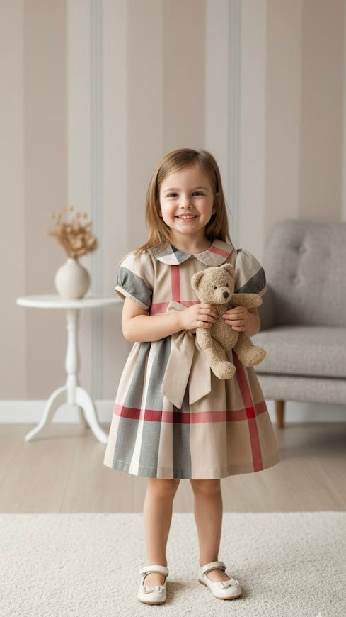 London Plaid Organic Cotton Dress