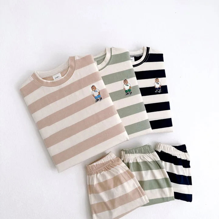 Stripe Cotton T-shirt and Shorts Set