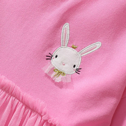 Girls Pink Bunny Dress with Tulle Skirt