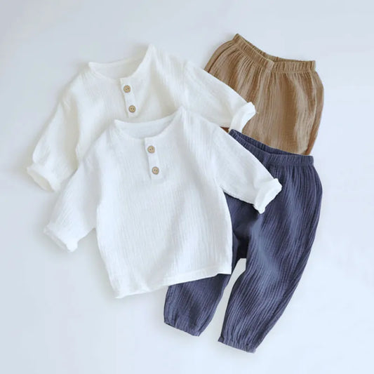 Organic Cotton Muslin Long Sleeve T-shirt and Pant Set