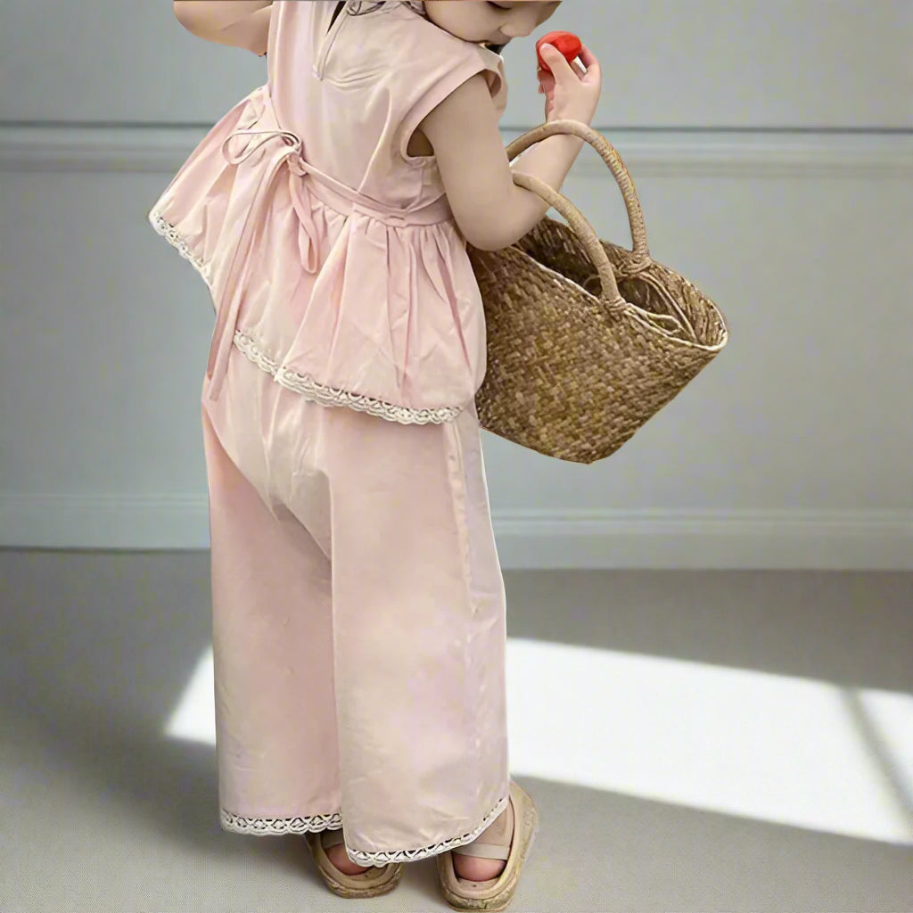 Girls Bohemian Pale PInk Cotton Set