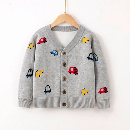 Car Embroidery Knit Cardigan