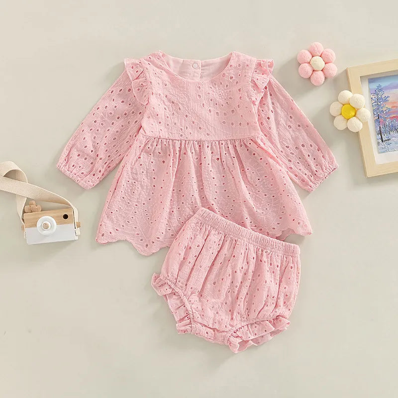 Cotton Lace Ruffle Baby Set - Peachy Bloomers