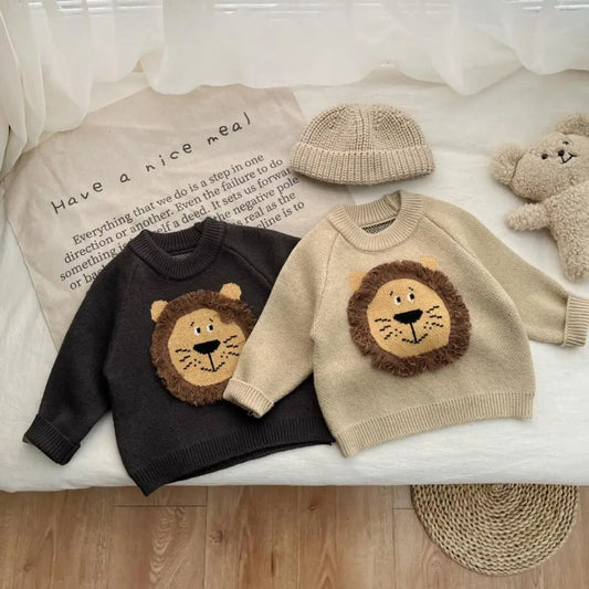 Baby Lion Knit Sweater - Peachy Bloomers