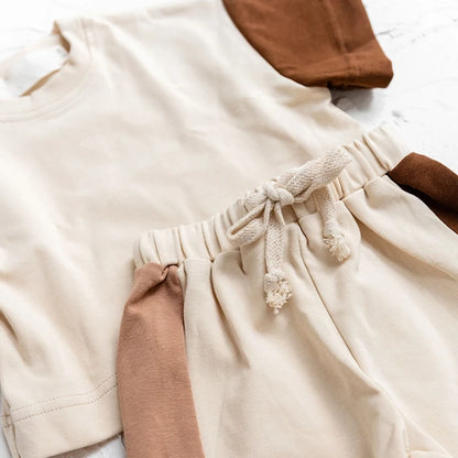 Contrast Color T-shirt and Shorts Set - Peachy Bloomers
