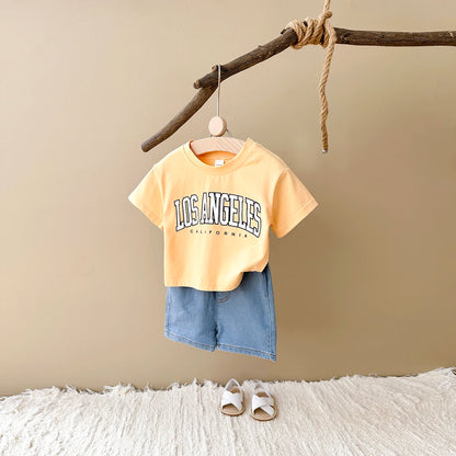 Los Angeles Cotton T-Shirt and Denim Shorts