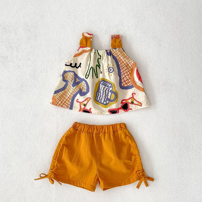 Girls Print Camisole and Shorts Set - Peachy Bloomers