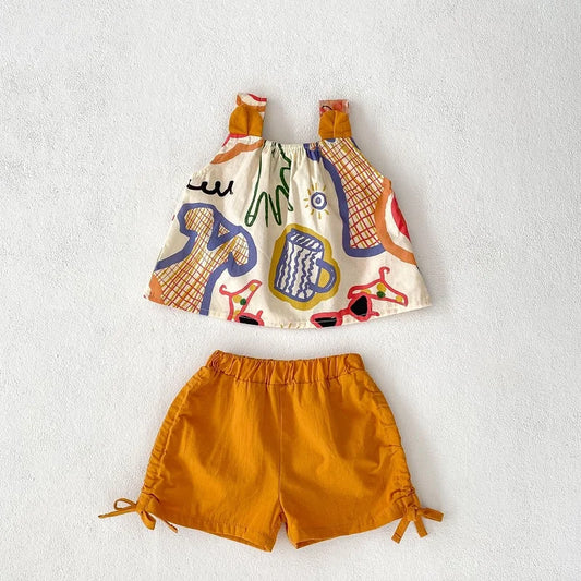 Girls Print Camisole and Shorts Set - Peachy Bloomers