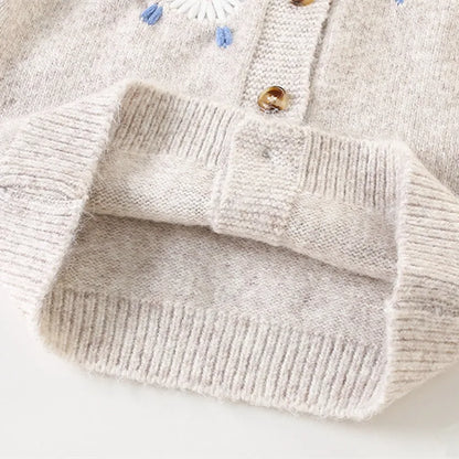 Girls Daisy Floral Soft Knit Cardigan