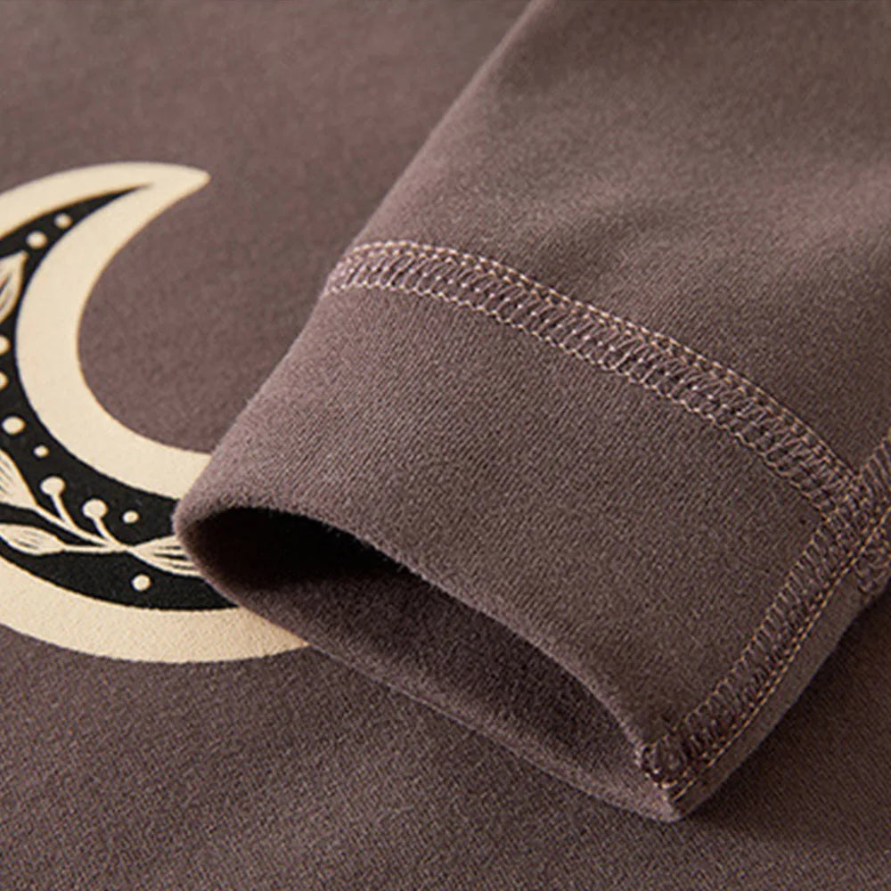 Moon Print Baby Outfit Set – 100% Cotton 2-Piece Long Sleeve Top and Pants