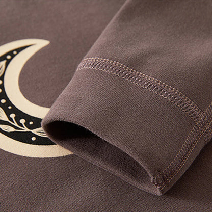 Moon Print Baby Outfit Set – 100% Cotton 2-Piece Long Sleeve Top and Pants