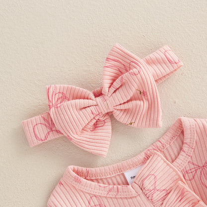 Newborn Ruffle Bow Jumpsuit with Headband