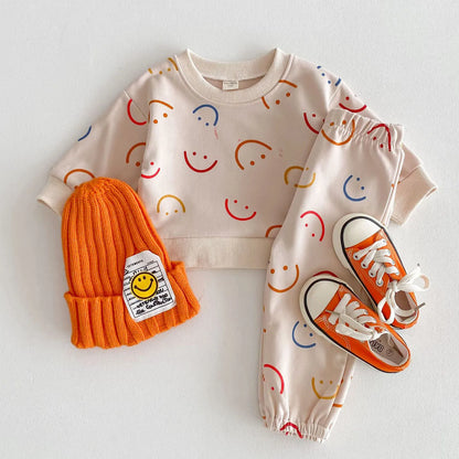 Smiley Face Sweatshirt and Sweatpants Set