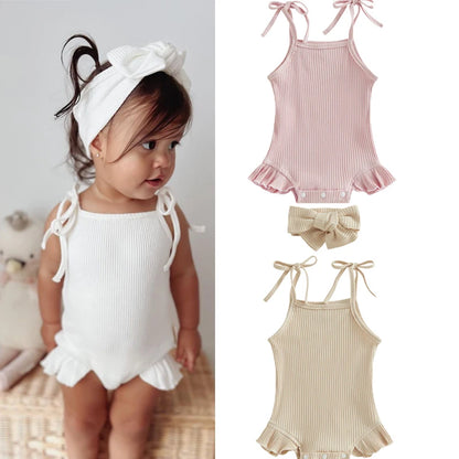 Baby Ruffle Cotton Romper – Sleeveless Summer Bodysuit