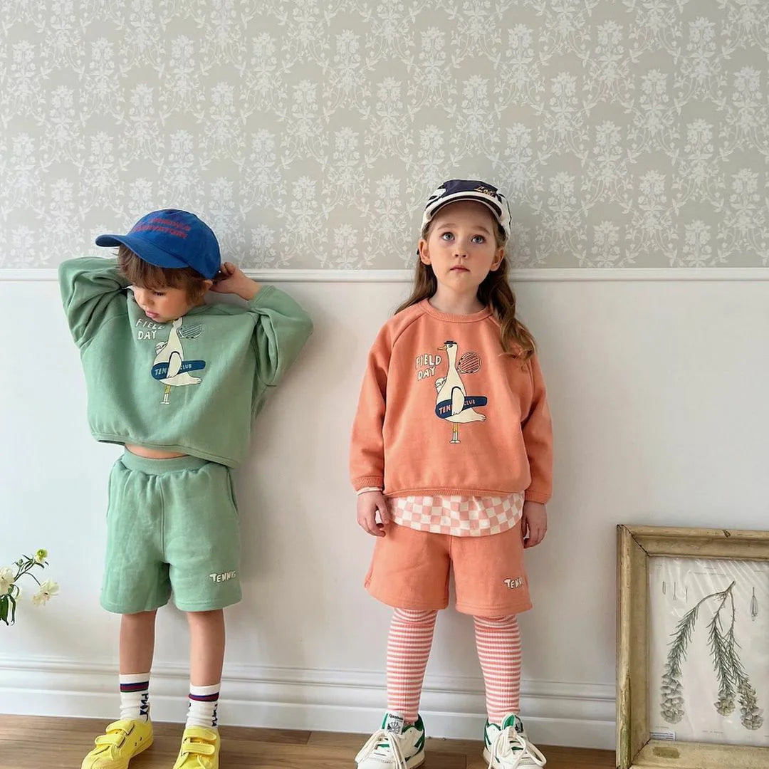 Little Goose Sweatshirt Shorts Set - Peachy Bloomers