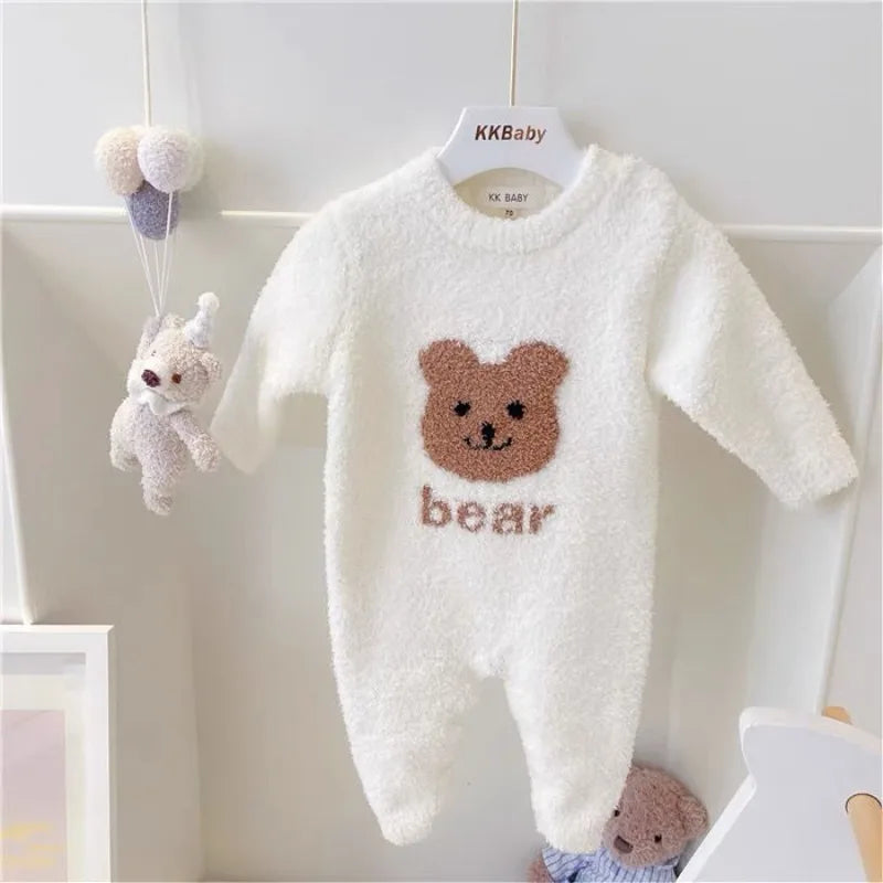 Fluffy Furry Baby Bear and Bunny Jumpsuit Peachy Bloomers