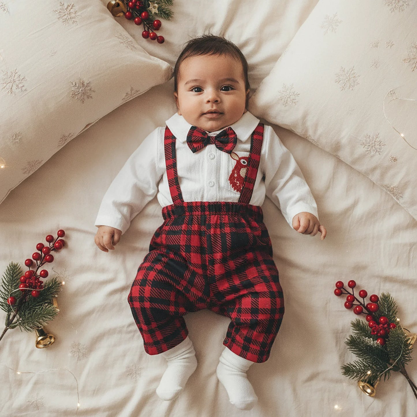 Baby Boy Christmas 3-Piece Plaid Set
