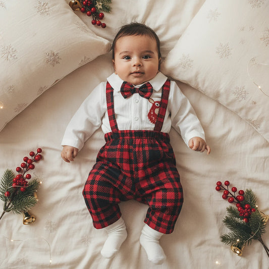 Baby Boy Christmas 3-Piece Plaid Set