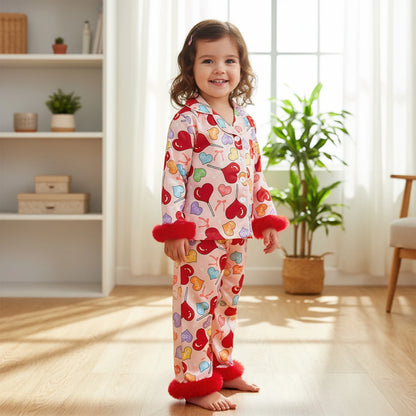 Toddler Girls Heart Print Pajamas Set