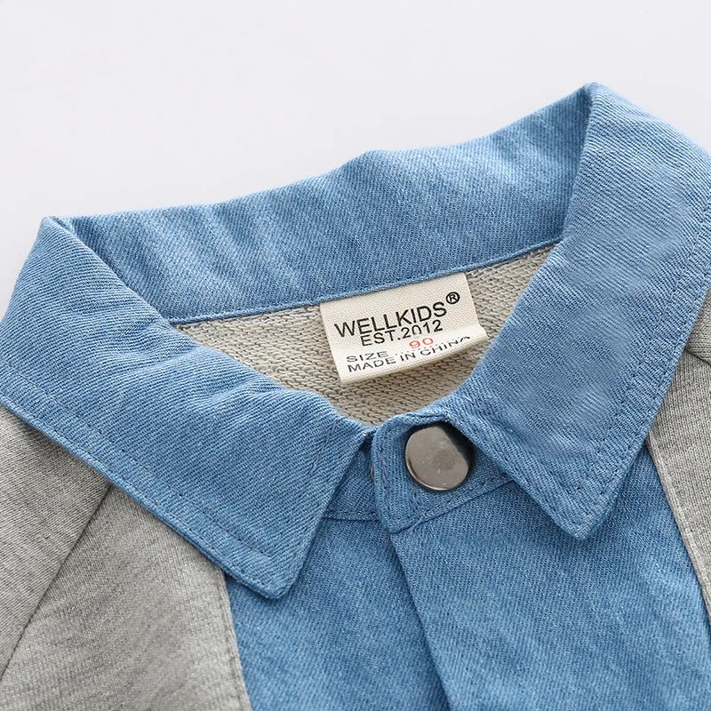 Denim Collar Gray Sweatshirt