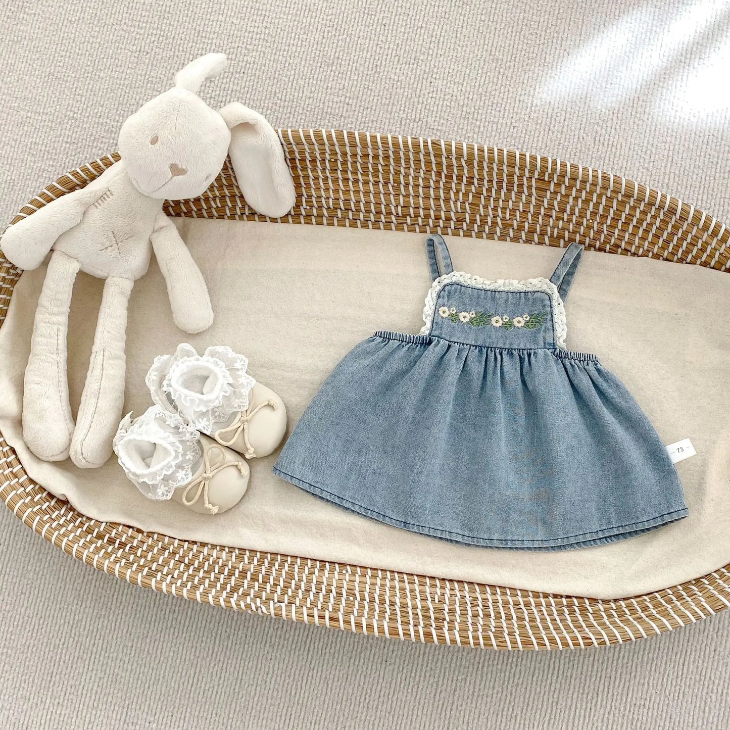 Daisy Denim Set for Girls – Cotton Summer Outfit with Embroidered Details