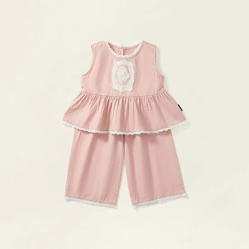 Girls Bohemian Pale PInk Cotton Set