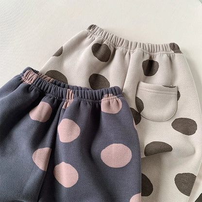 Polka Dot Girls Cotton Fleece Pants