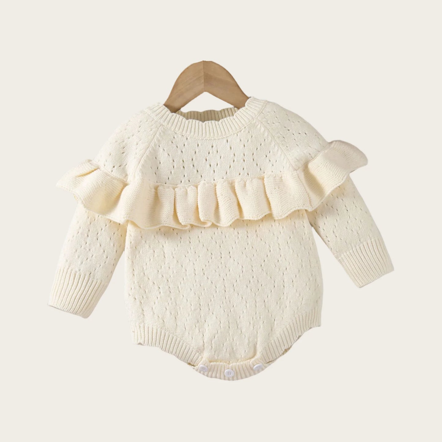 Baby Girl Knit Ruffle Onesie -Sweater