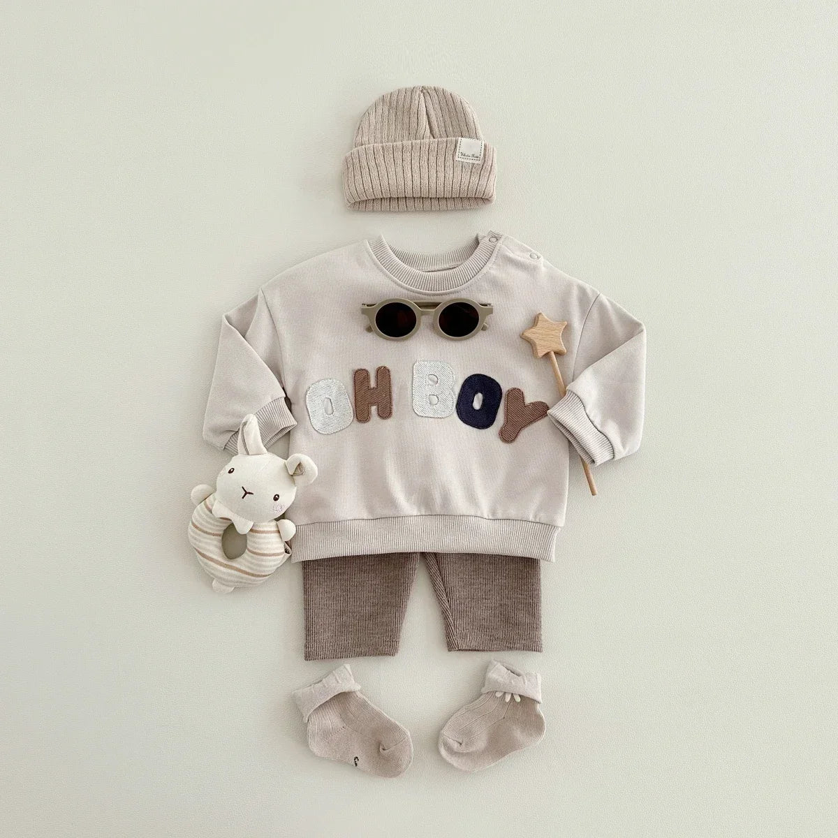 "OH BOY" Sweatshirt and Sweatpants Set - Peachy Bloomers