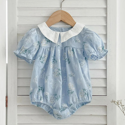 Eloise Baby Blue Floral Onesie - Peachy Bloomers