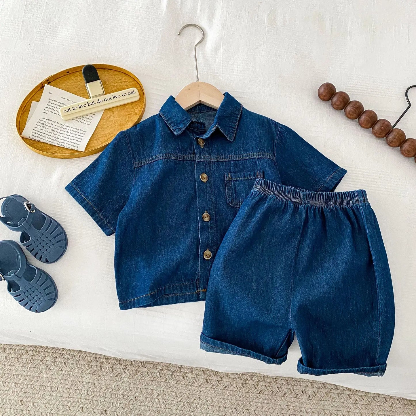 Boys Denim Top and Shorts Set - Peachy Bloomers