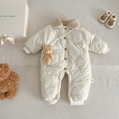 Fleece Quilted Lamb Wool Jumpsuit - Peachy Bloomers