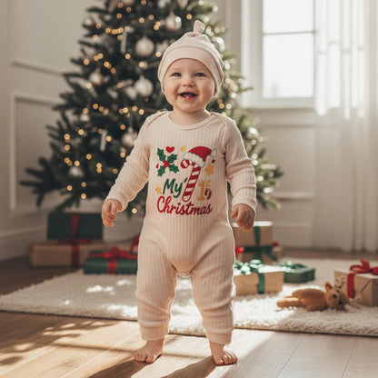 Baby Unisex First Christmas Ribbed Jumpsuit