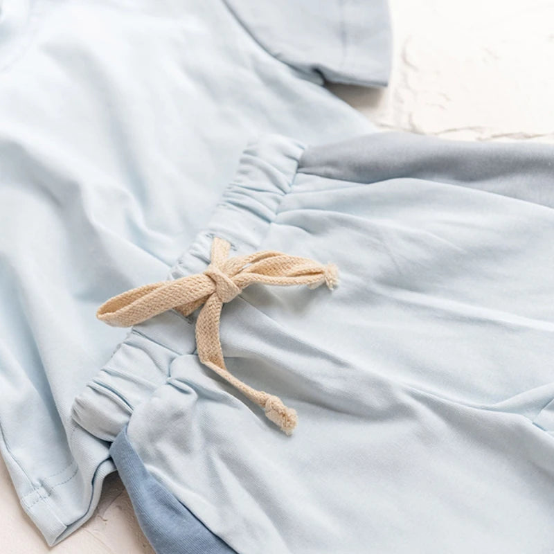 Contrast Color T-shirt and Shorts Set - Peachy Bloomers